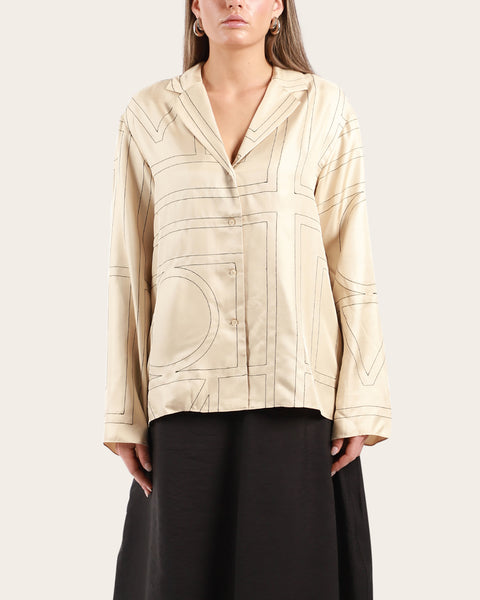 Monogram Silk Pj Top