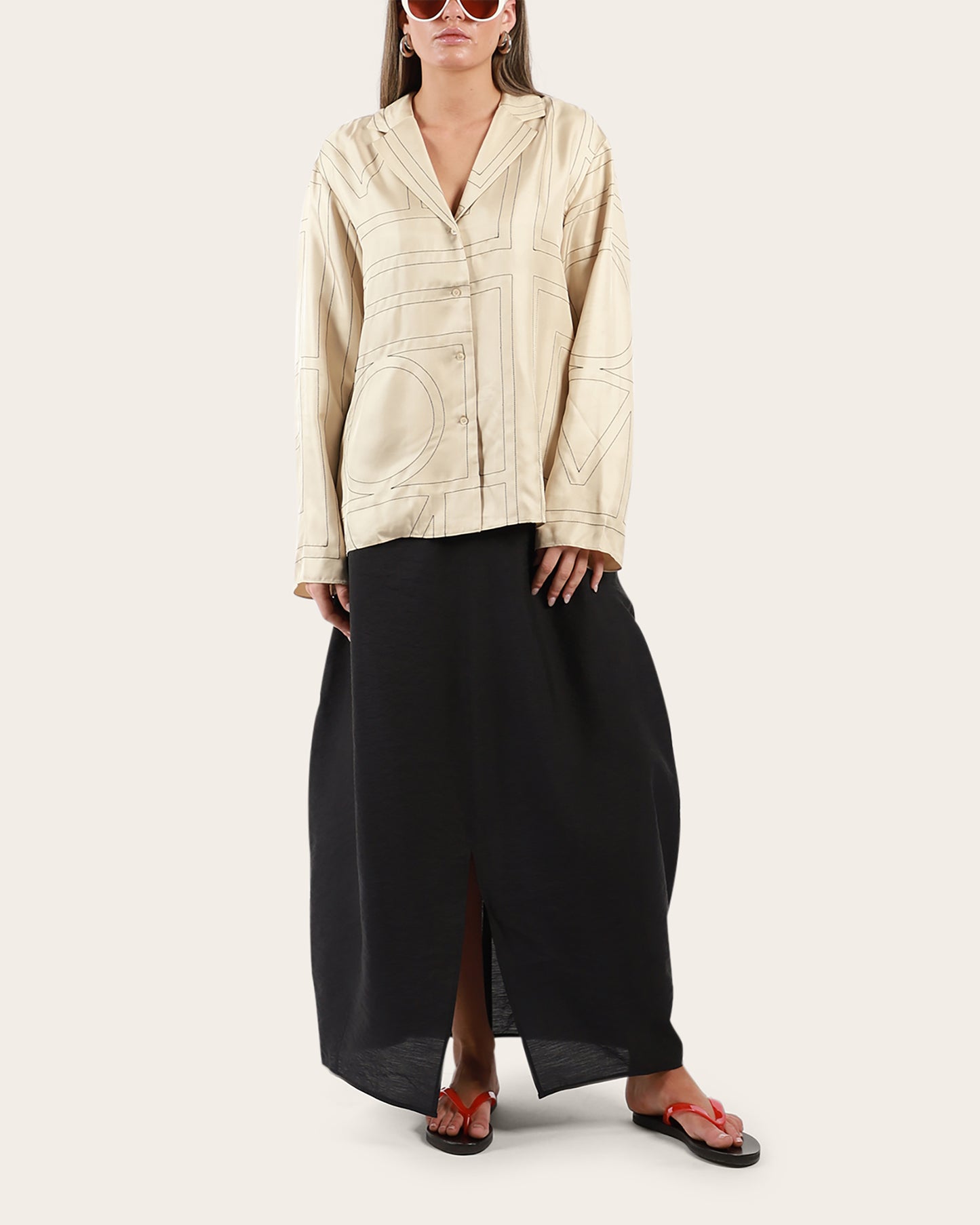Monogram Silk Pj Top