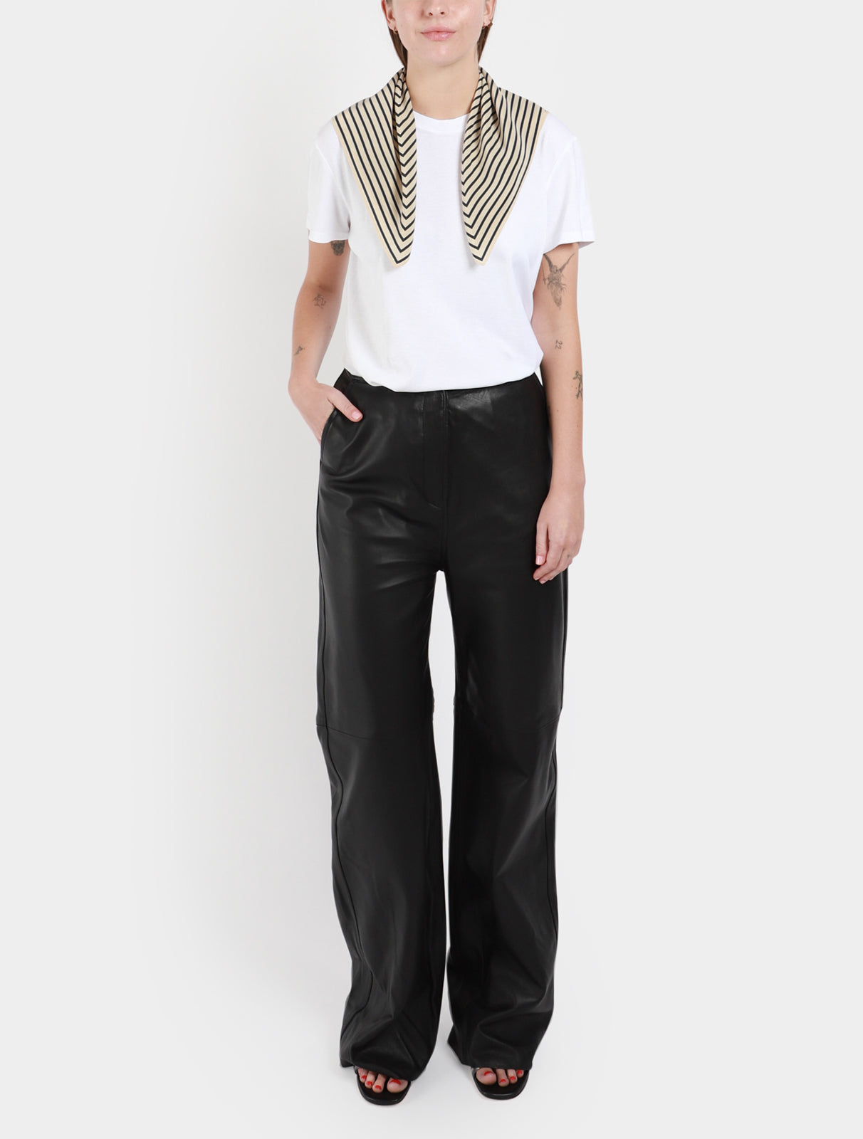 Panelled Leather Trousers