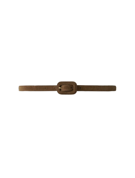 Slim Covered Buckle Suede Belt