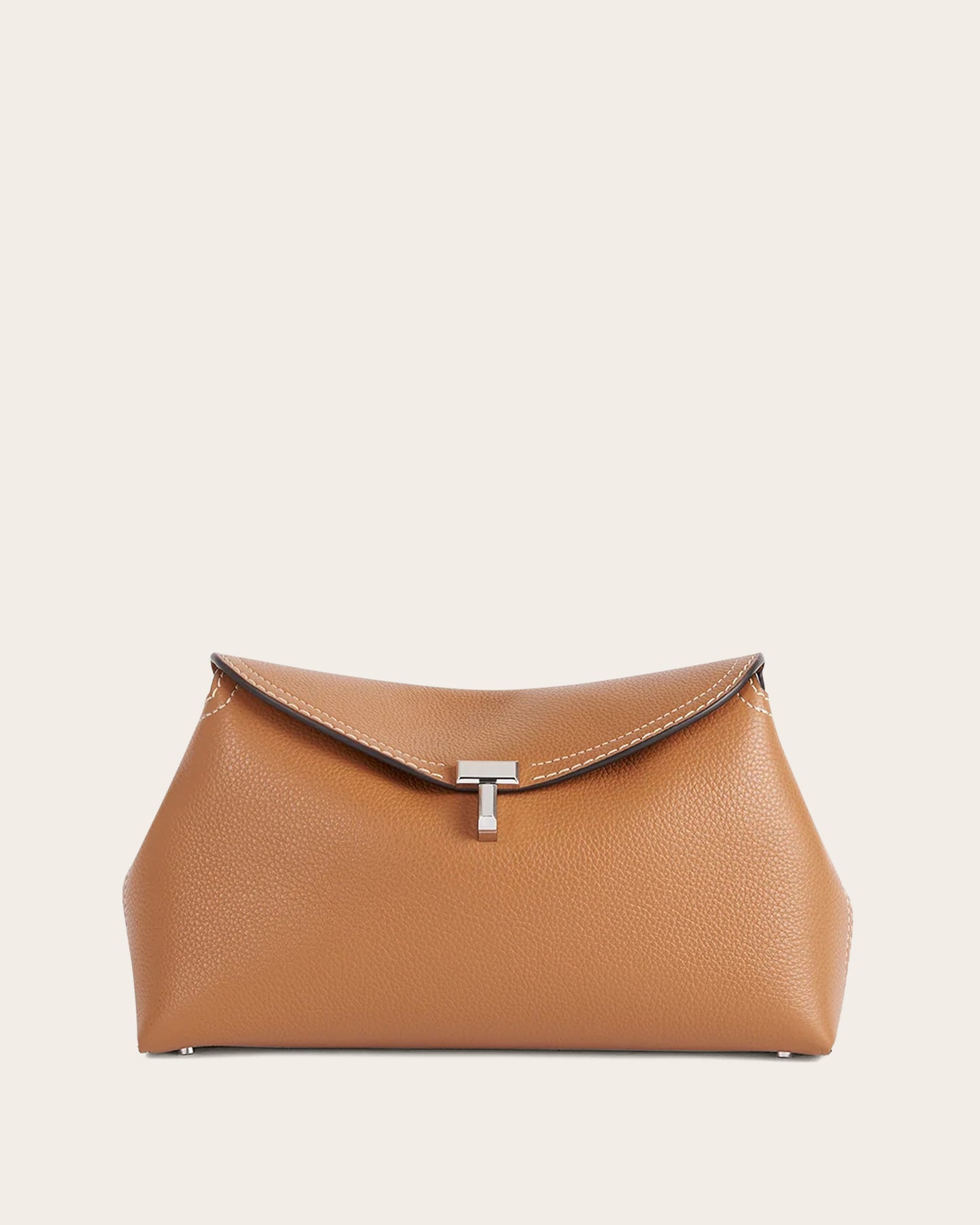 T-Lock Grained Leather Clutch