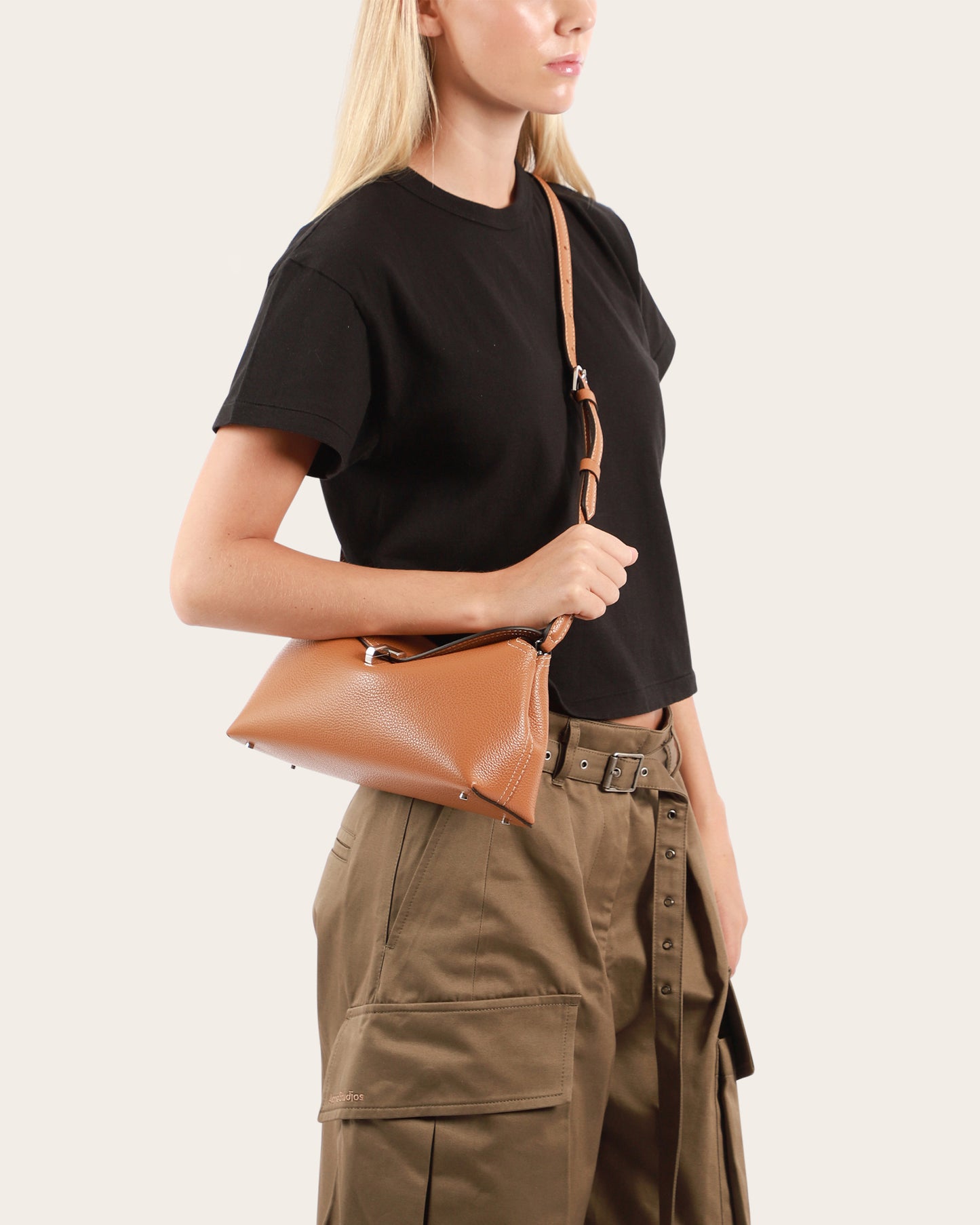 T-Lock Grained Leather Clutch