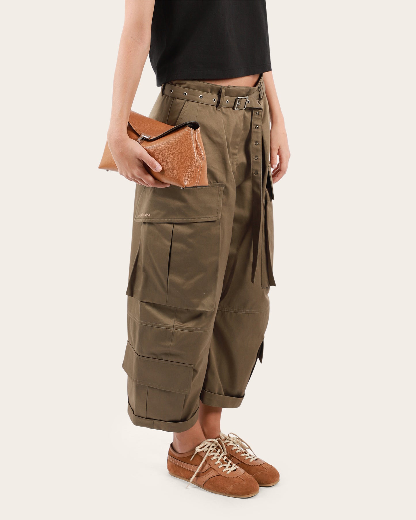 T-Lock Grained Leather Clutch