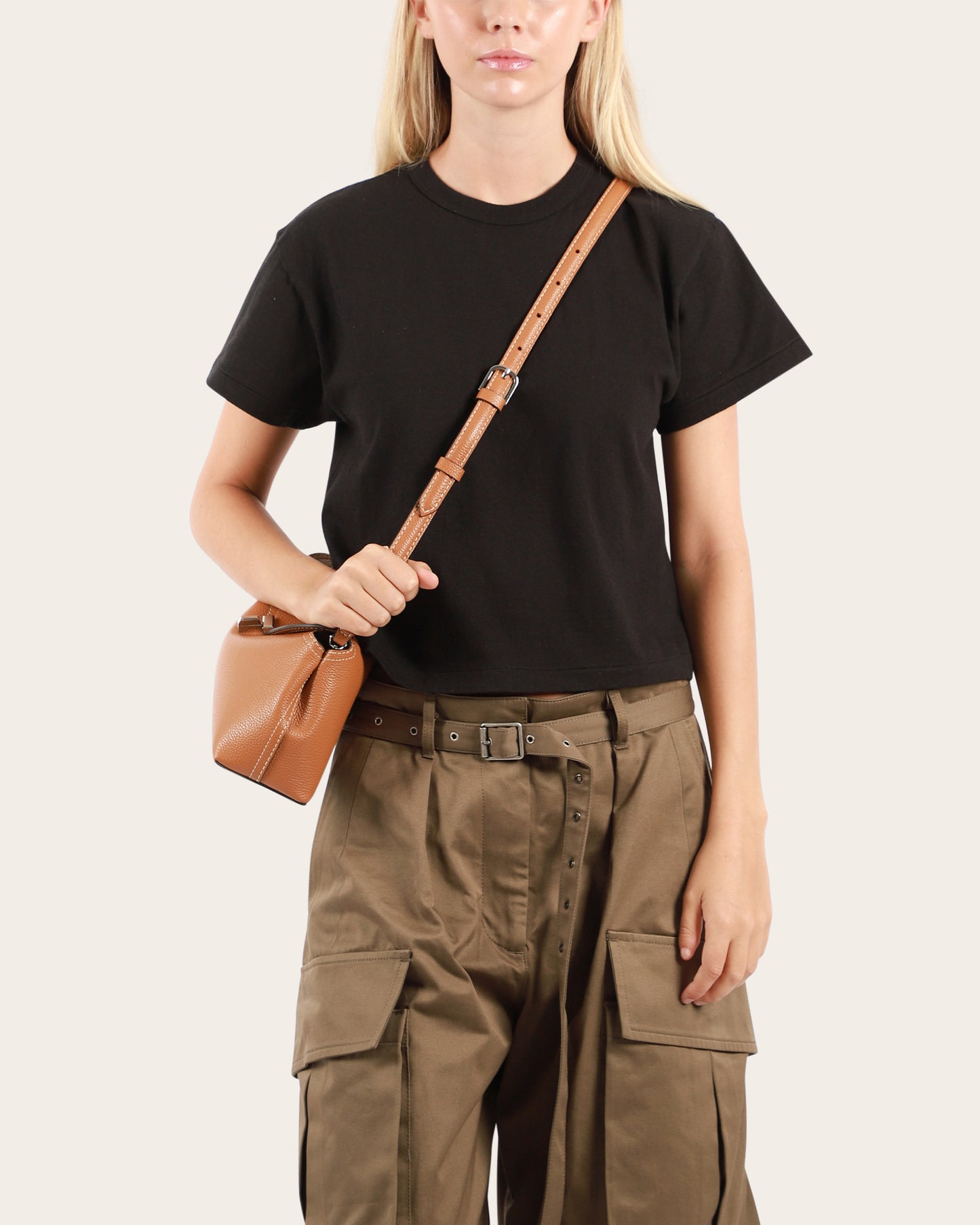 T-Lock Grained Leather Clutch