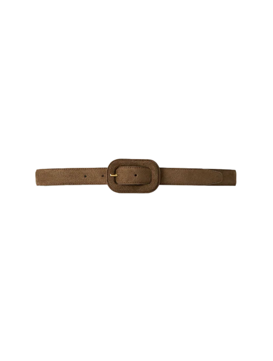 Wide Covered Buckle Suede Belt