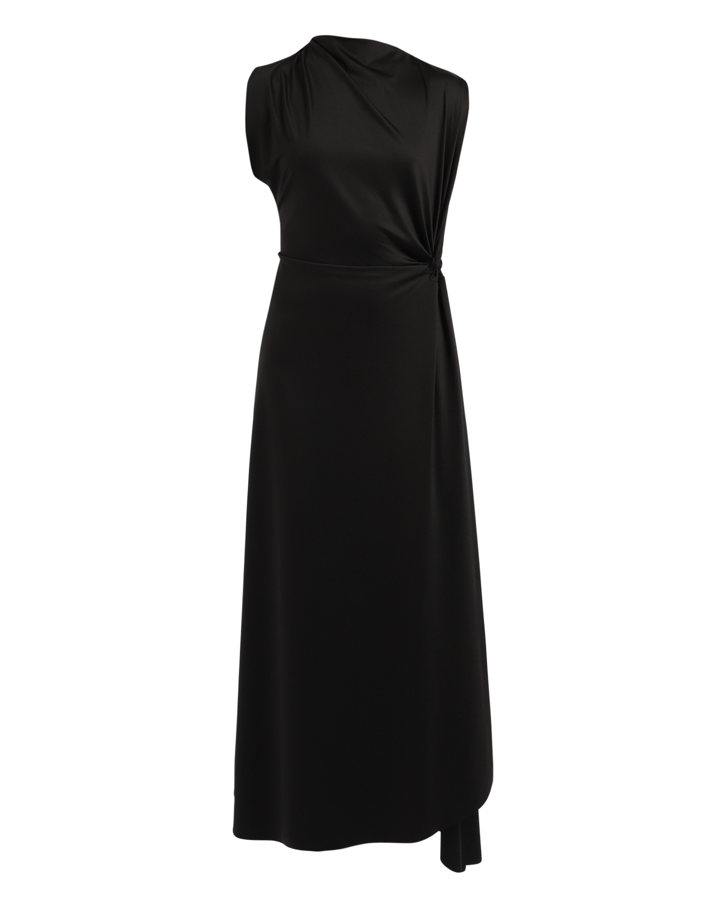 Asymmetric Drape Midi Dress