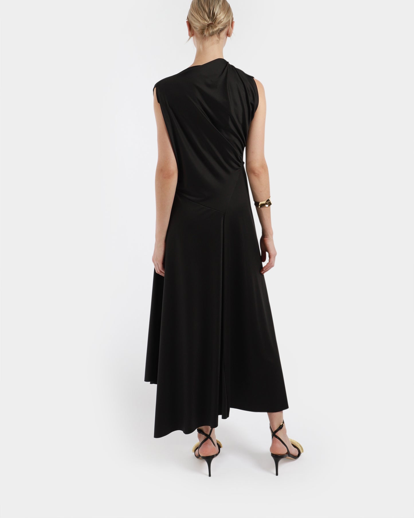 Asymmetric Drape Midi Dress