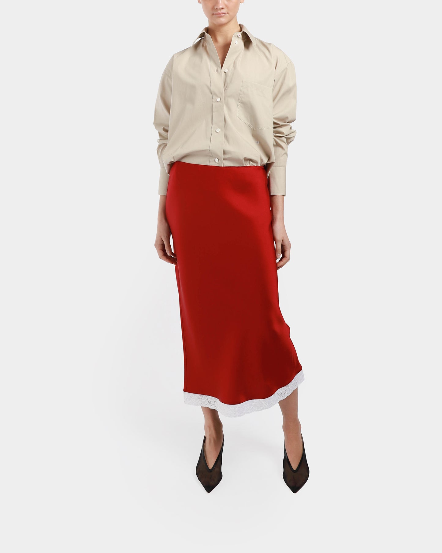Lace Trim Slip Skirt