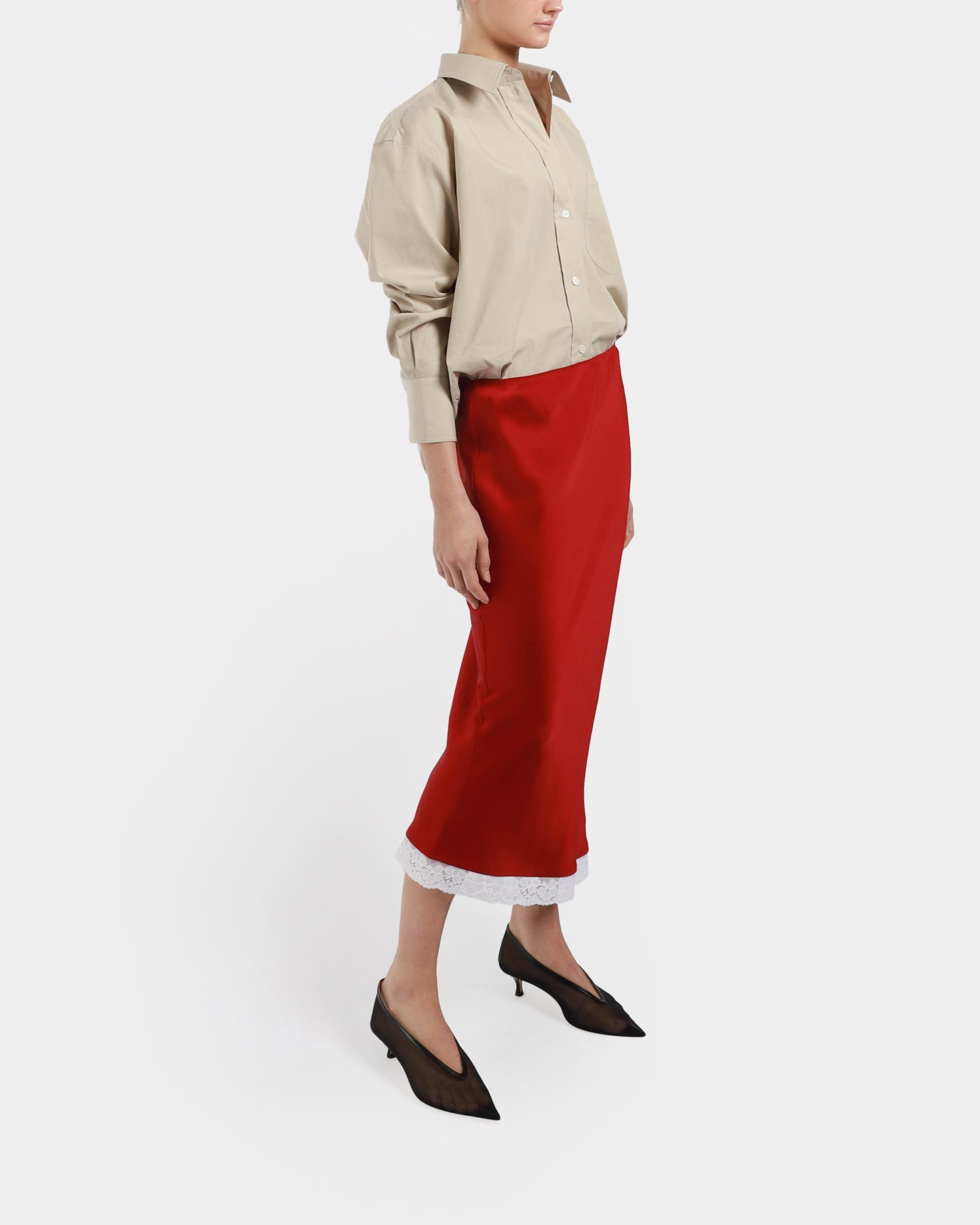Lace Trim Slip Skirt