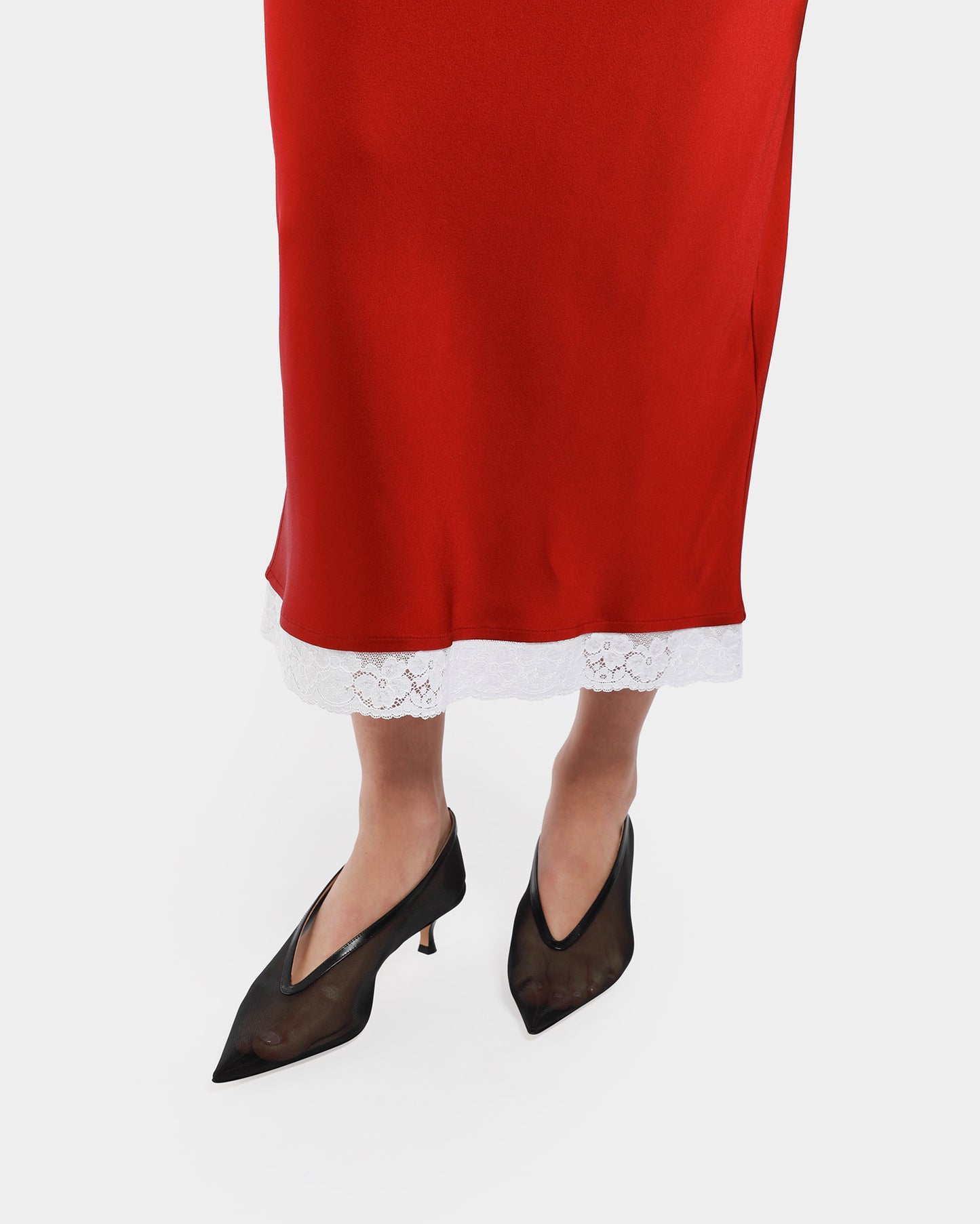 Lace Trim Slip Skirt