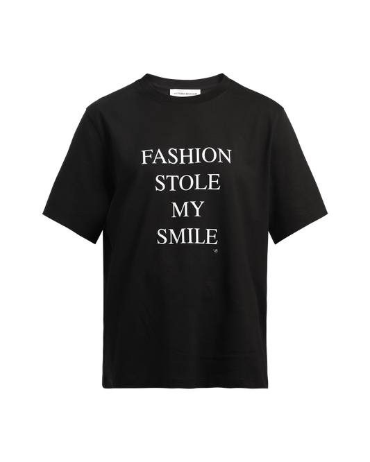 Slogan Tee 'Fashion Stole My Smile'