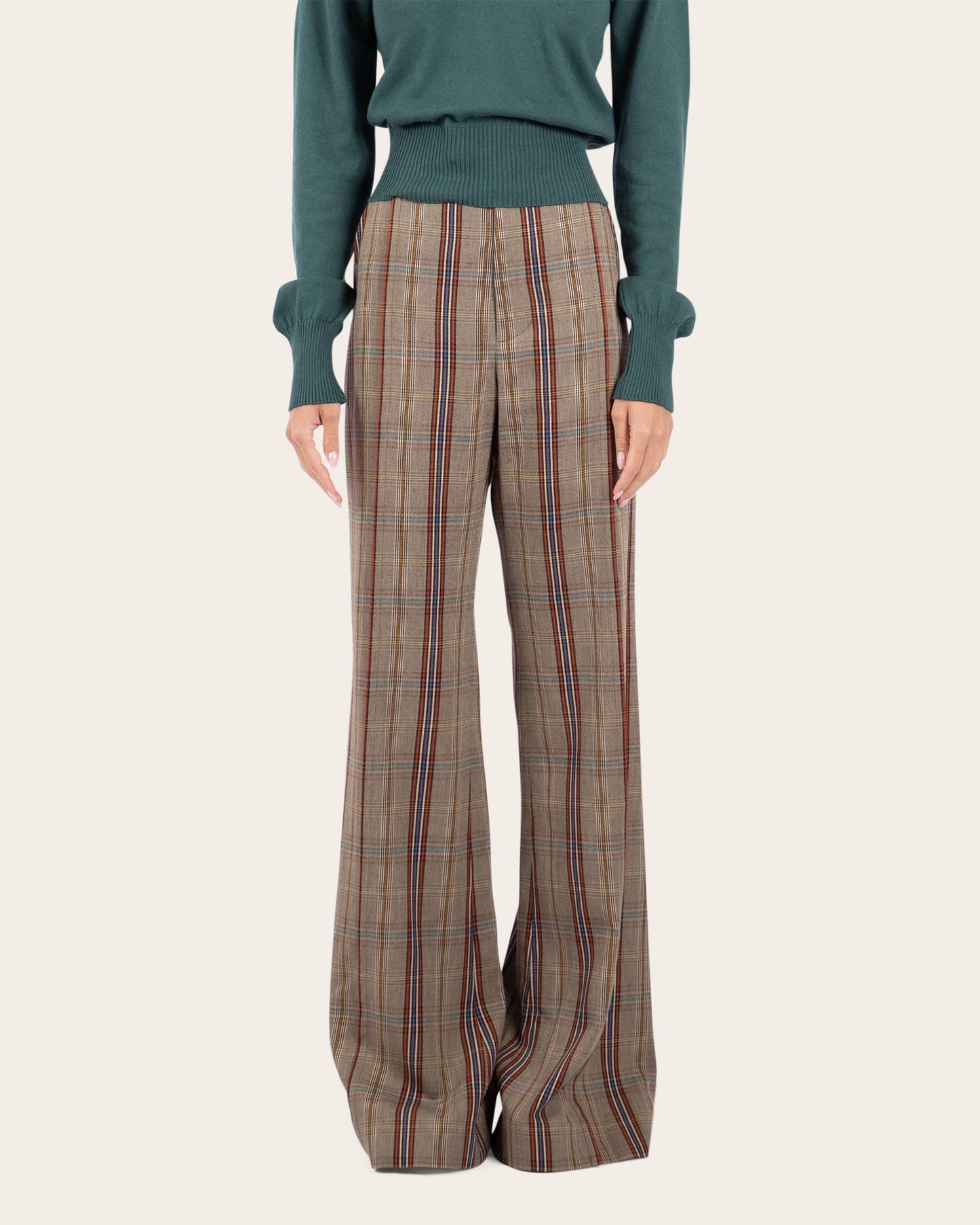 Wide Leg Check Pants