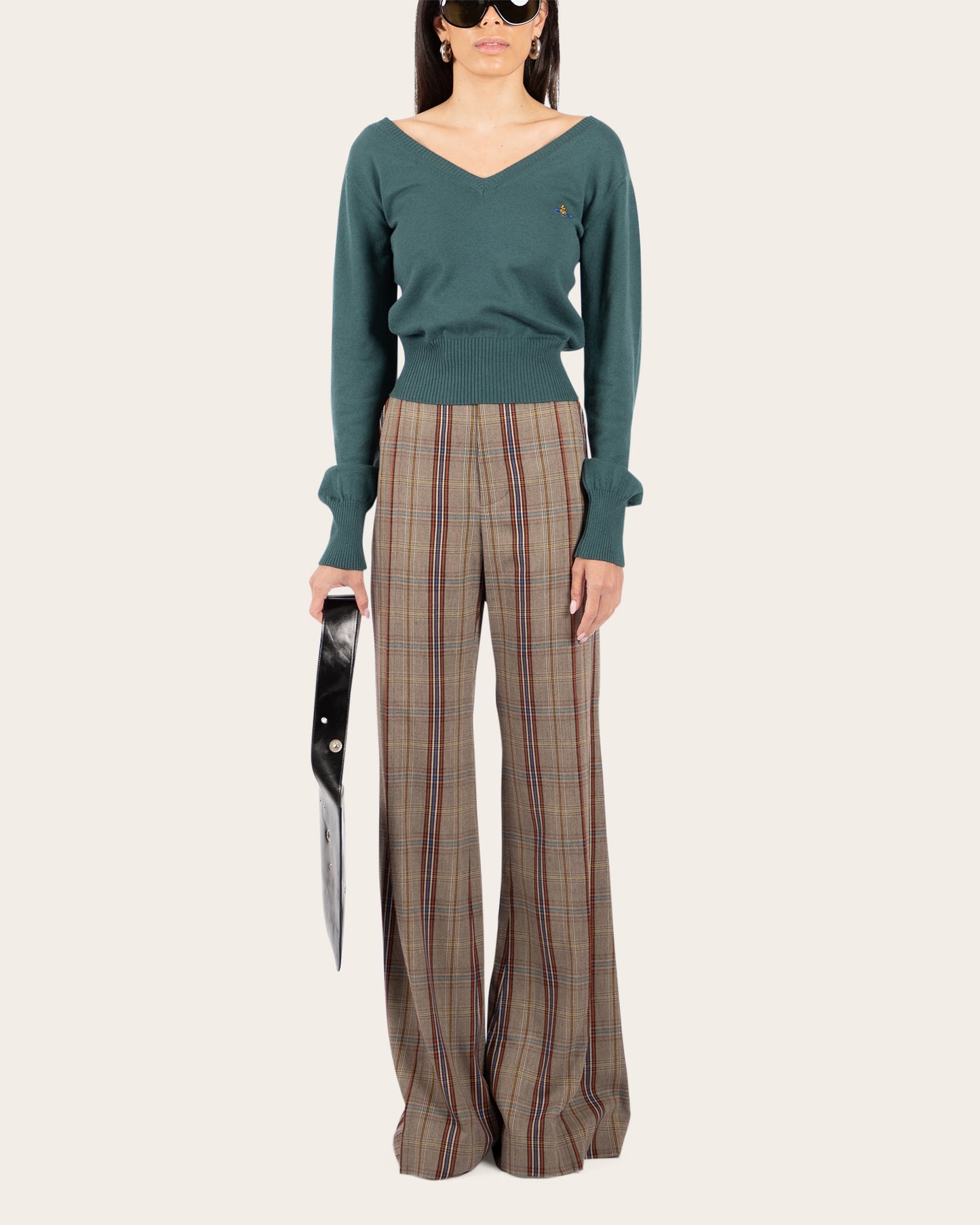 Wide Leg Check Pants