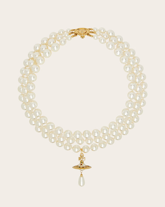 Three Row Pearl Drop Choker