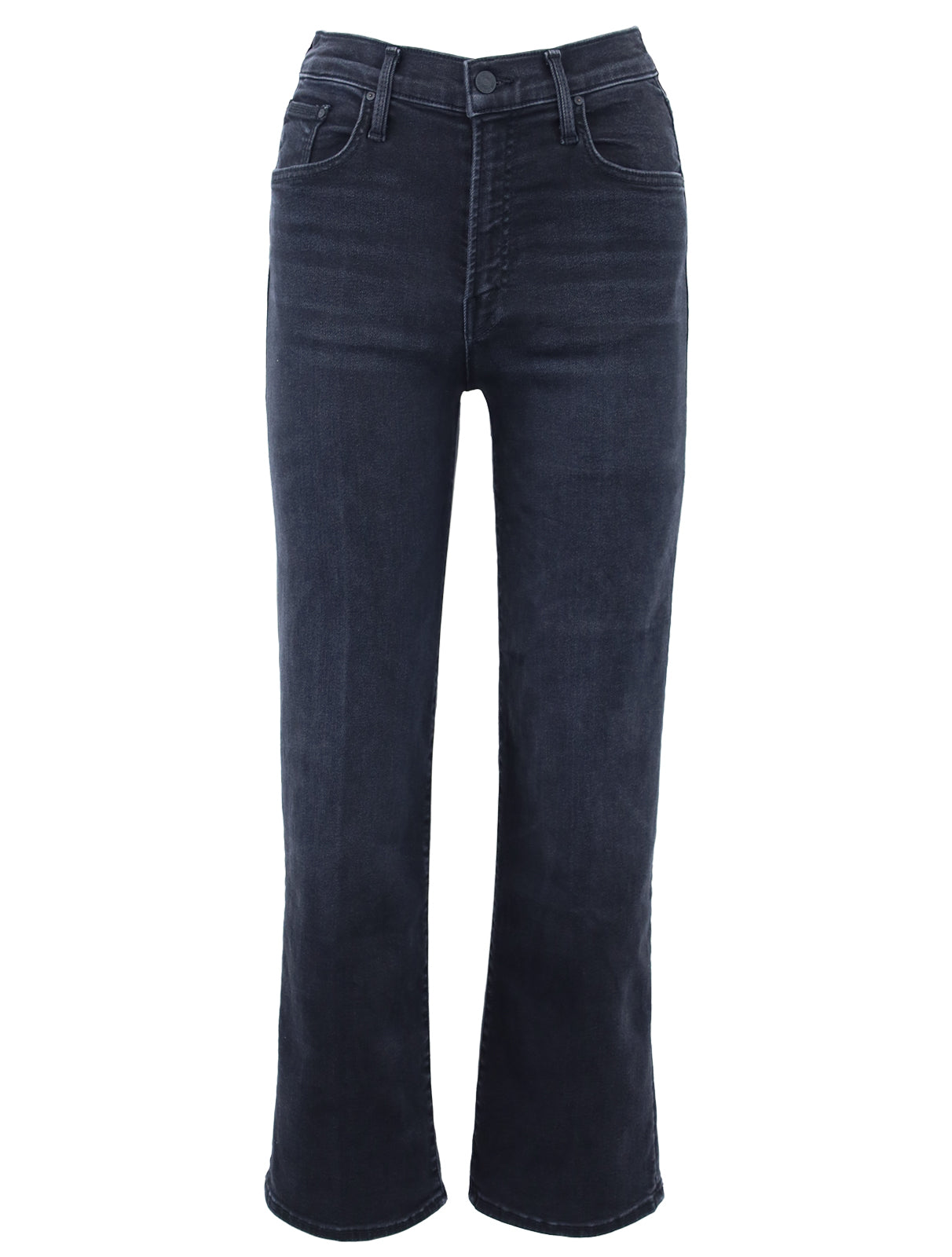 MOTHER DENIM THE RAMBLER JEANS IN A DARK GREY AND BLACK WASH