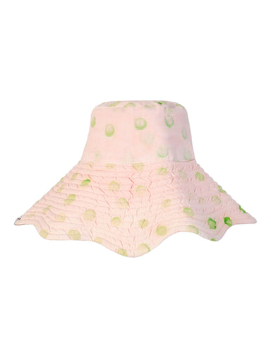 Romualda pink and green polka dot bucket hat