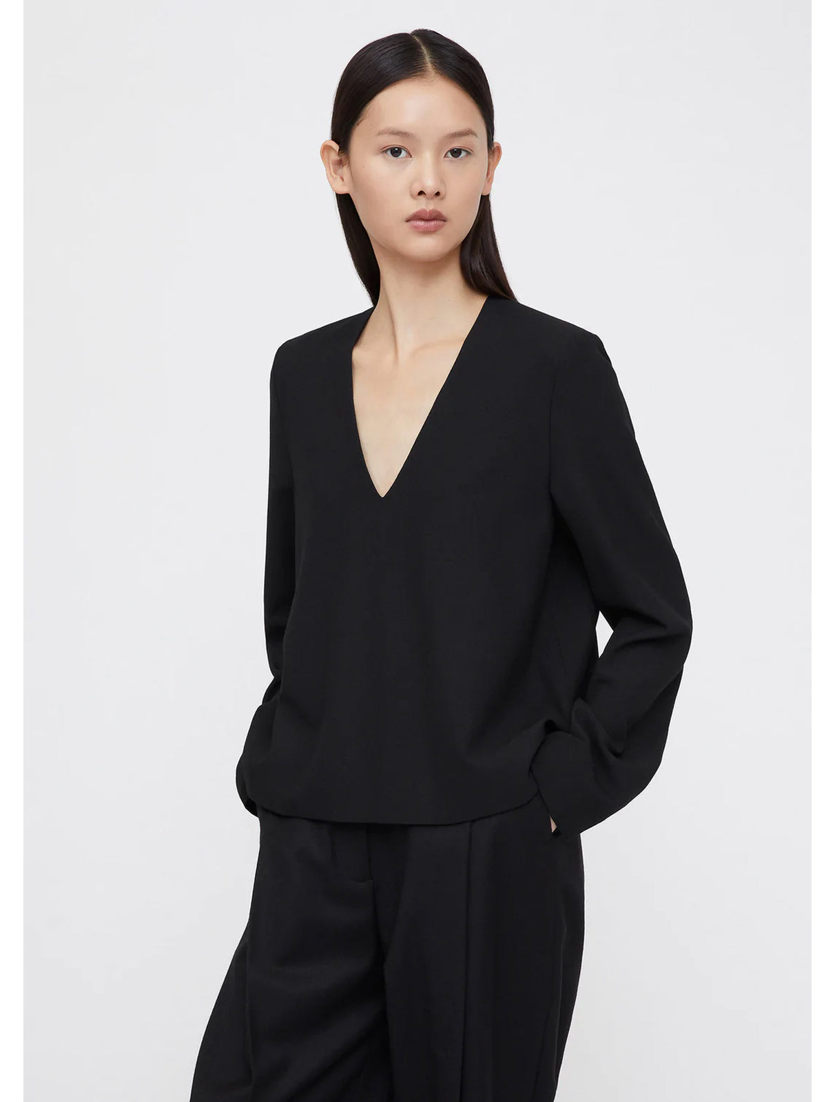 Structured Wool Crepe Top