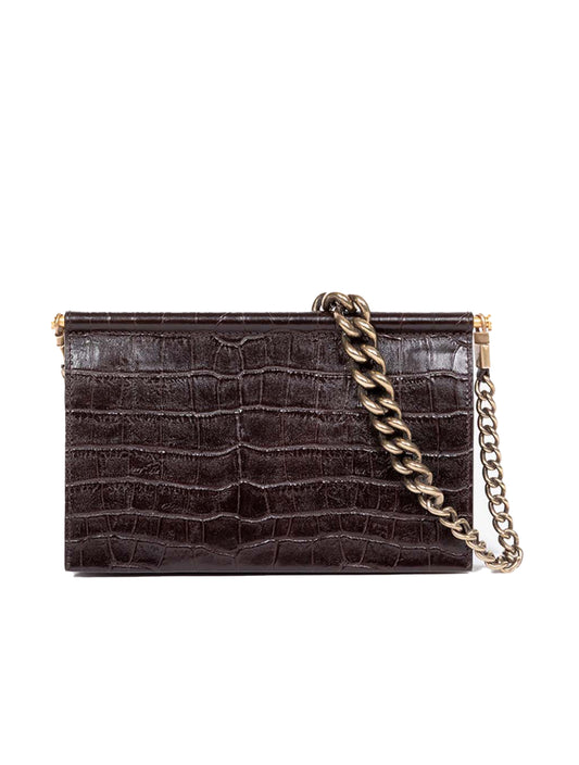 Croc Embossed Leather Chain Bag