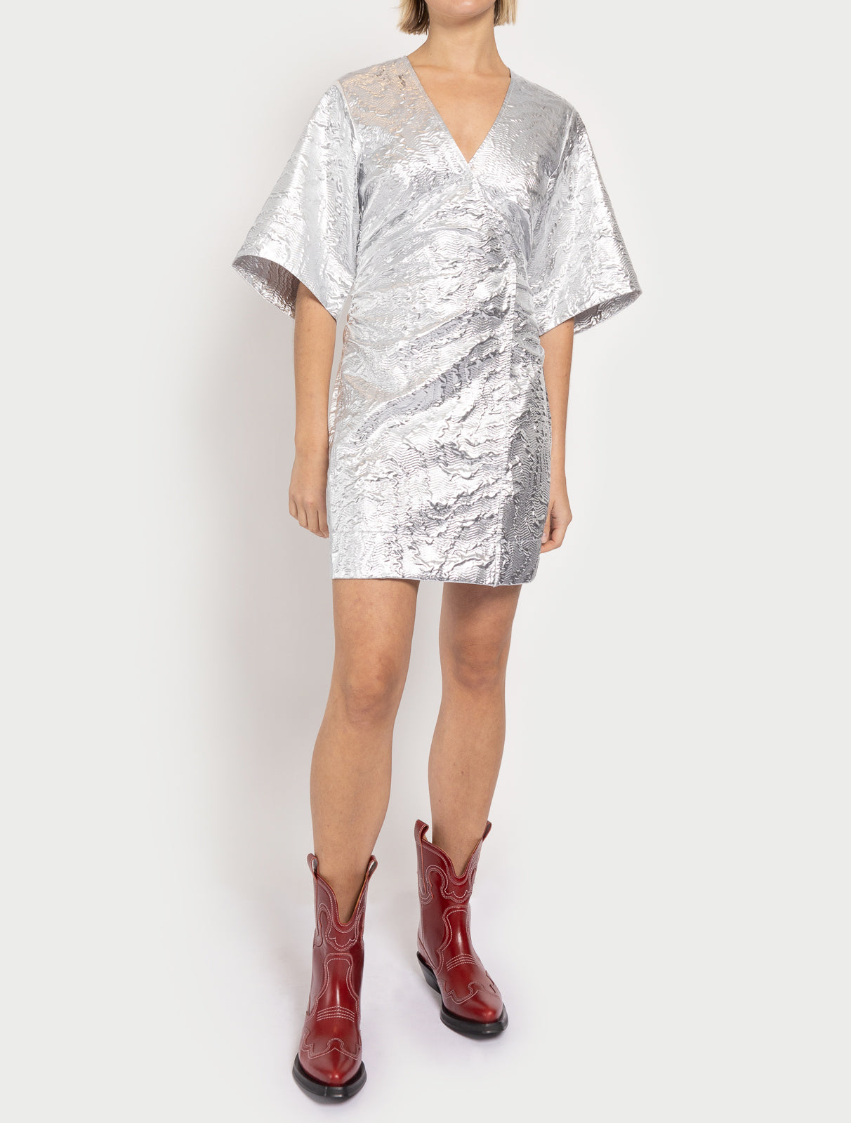 Metallic Jacquard Mini Dress