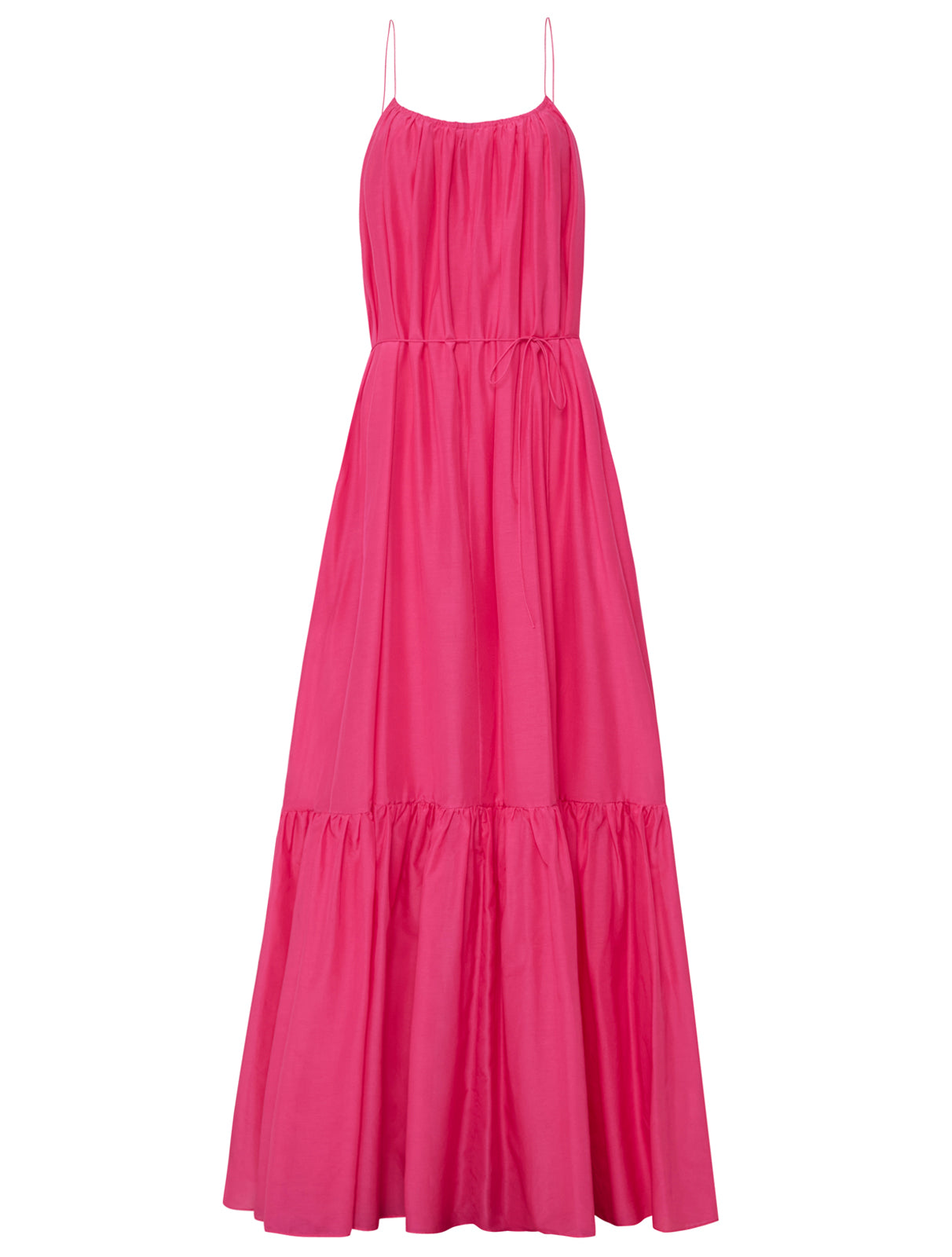 Matteau sherbert pink single layer gathered summer dress with tie