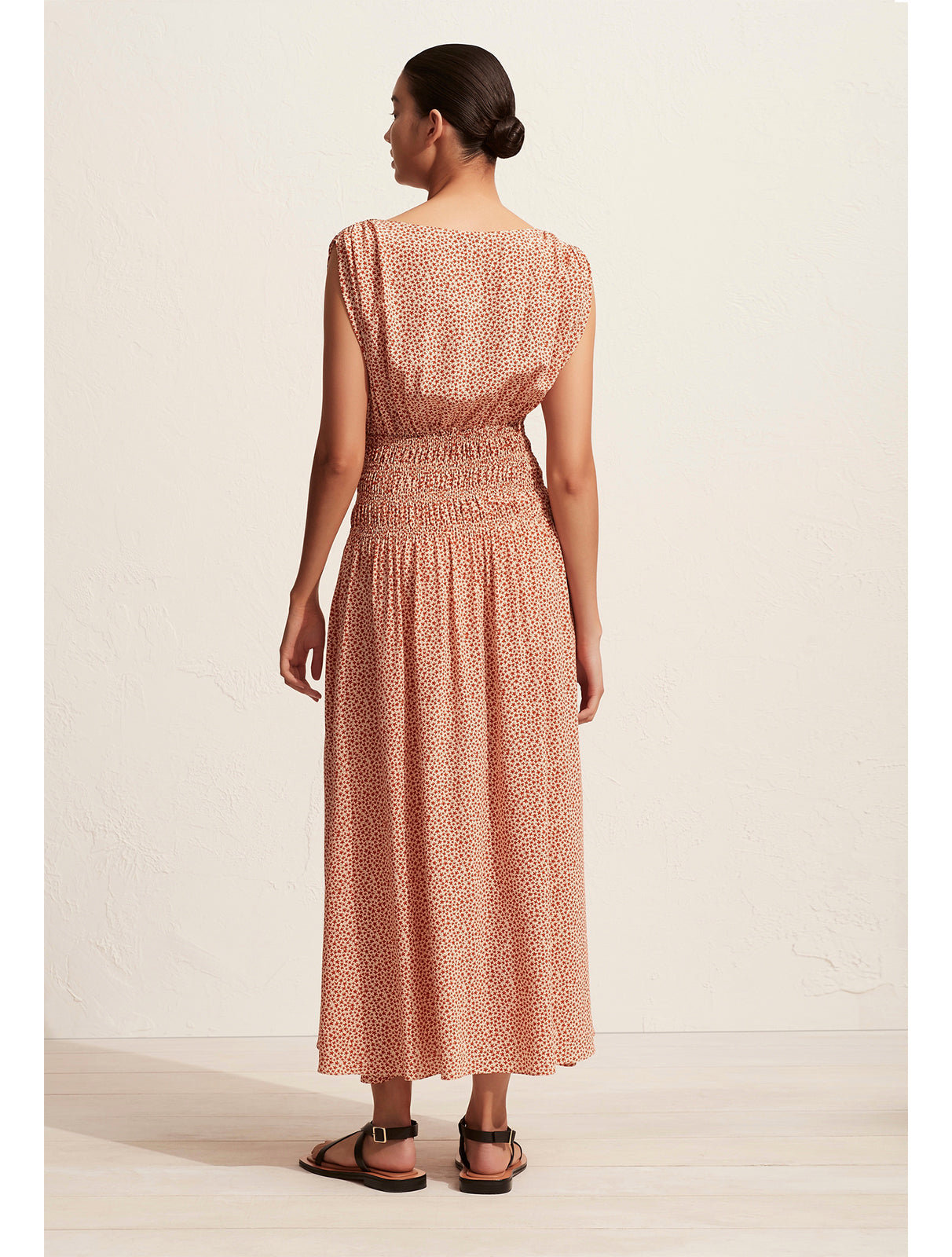 Shirred Boat Neck Dress
