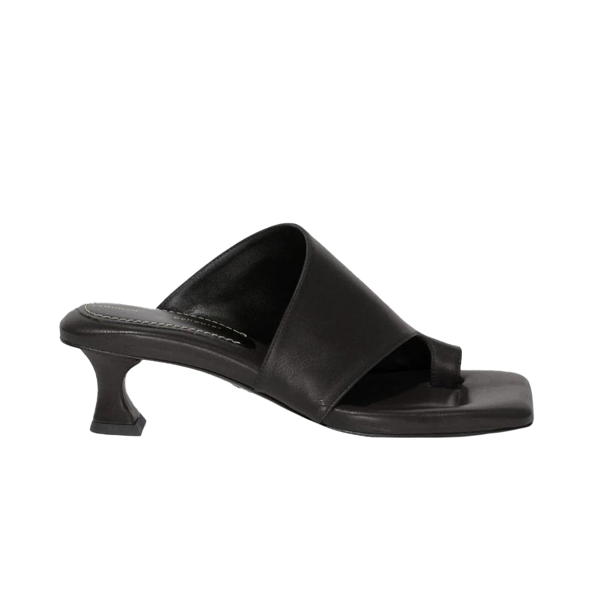 Black Chunky High Heel Mules Toe Ring Sandals – Onlymaker